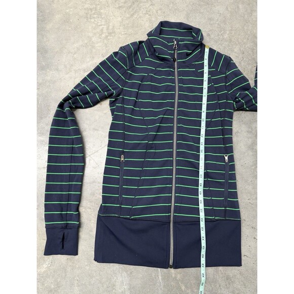 Lululemon Nice Asana Jacket. Slalom Stripe Inkwell. Navy Blue/Green.Womens.Sz 6 - Picture 7 of 16